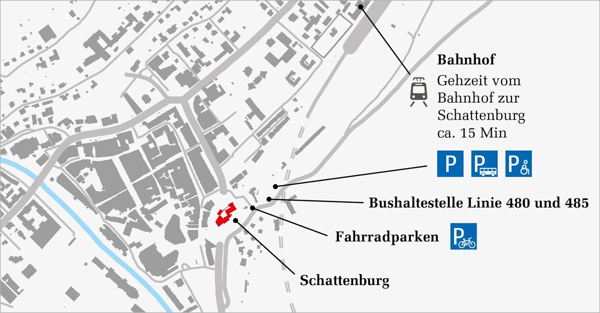Lageplan Schattenburg und Anreise